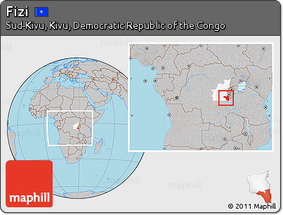 Gray Location Map of Fizi, highlighted grandparent region, within the entire country