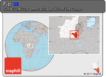 Gray Location Map of Fizi, highlighted grandparent region