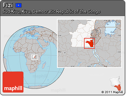Gray Location Map of Fizi, highlighted grandparent region