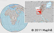 Gray Location Map of Fizi, highlighted parent region, hill shading