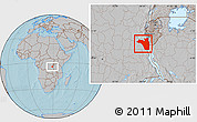 Gray Location Map of Fizi, hill shading