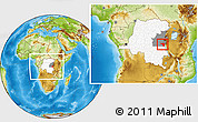 Physical Location Map of Fizi, highlighted country, highlighted grandparent region, within the entire country