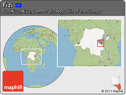 Savanna Style Location Map of Fizi, highlighted country, highlighted parent region, within the entire country