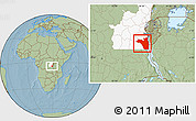 Savanna Style Location Map of Fizi, highlighted grandparent region, hill shading