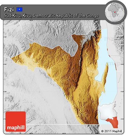 Physical Map of Fizi, lighten, desaturated
