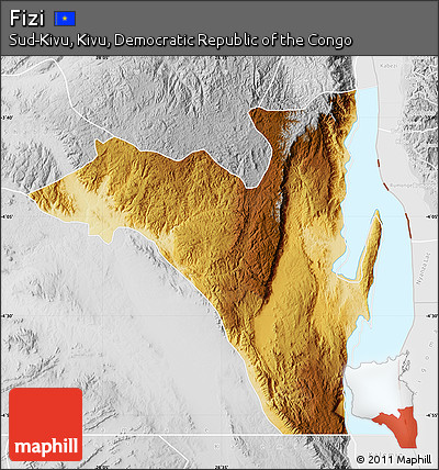 Physical Map of Fizi, lighten, desaturated
