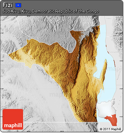Physical Map of Fizi, lighten, desaturated