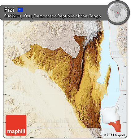Physical Map of Fizi, lighten