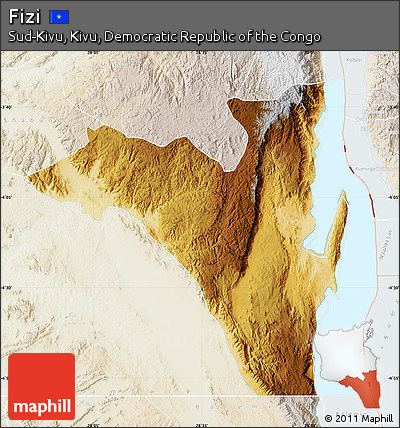 Physical Map of Fizi, lighten