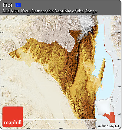 Physical Map of Fizi, lighten