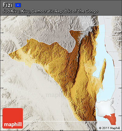 Physical Map of Fizi, lighten, semi-desaturated