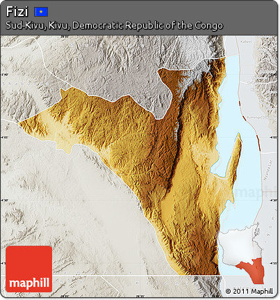 Physical Map of Fizi, lighten, semi-desaturated