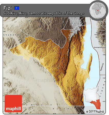 Physical Map of Fizi, semi-desaturated