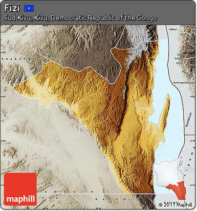 Physical Map of Fizi, semi-desaturated