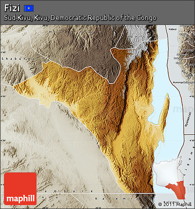 Physical Map of Fizi, semi-desaturated
