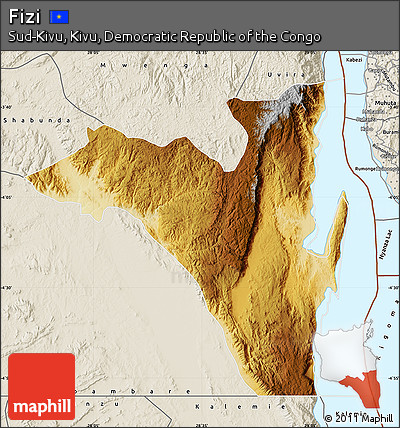 Physical Map of Fizi, shaded relief outside