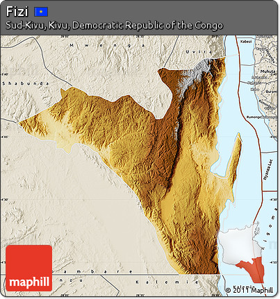 Physical Map of Fizi, shaded relief outside