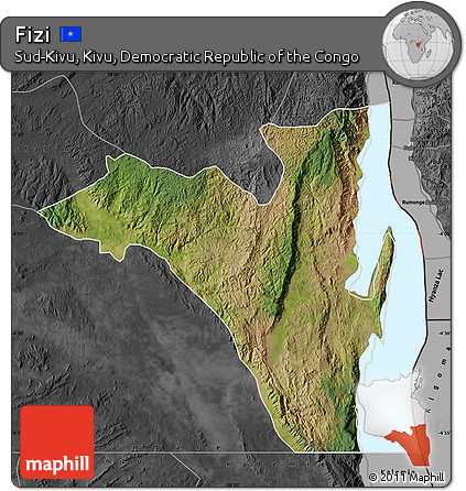 Satellite Map of Fizi, darken, desaturated