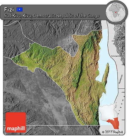 Satellite Map of Fizi, desaturated
