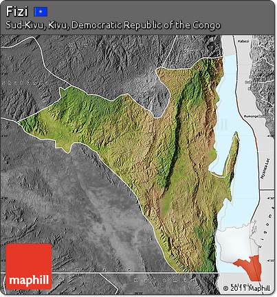 Satellite Map of Fizi, desaturated