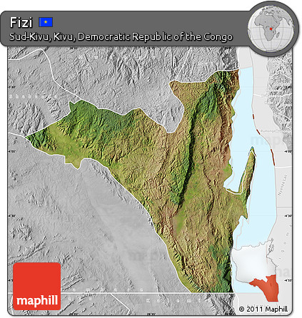 Satellite Map of Fizi, lighten, desaturated