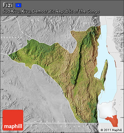 Satellite Map of Fizi, lighten, desaturated