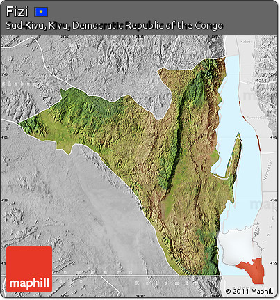 Satellite Map of Fizi, lighten, desaturated