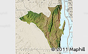 Satellite Map of Fizi, shaded relief outside