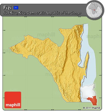 Savanna Style Map of Fizi, single color outside