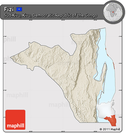 Shaded Relief Map of Fizi, cropped outside