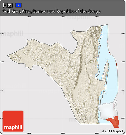 Shaded Relief Map of Fizi, cropped outside