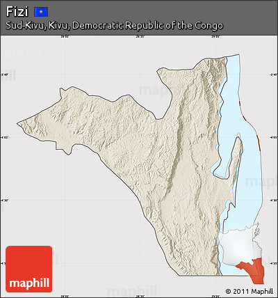 Shaded Relief Map of Fizi, cropped outside