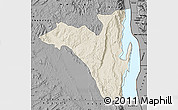 Shaded Relief Map of Fizi, darken, desaturated