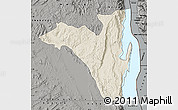 Shaded Relief Map of Fizi, darken, semi-desaturated