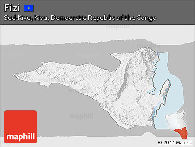 Gray Panoramic Map of Fizi, single color outside