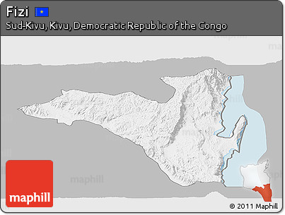 Gray Panoramic Map of Fizi, single color outside