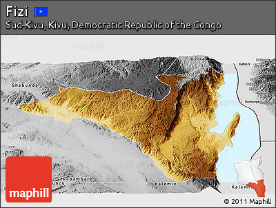 Physical Panoramic Map of Fizi, desaturated