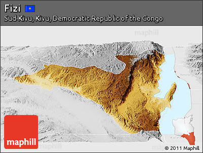 Physical Panoramic Map of Fizi, lighten, desaturated