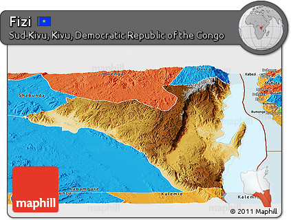 Physical Panoramic Map of Fizi, political outside