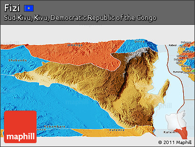 Physical Panoramic Map of Fizi, political outside