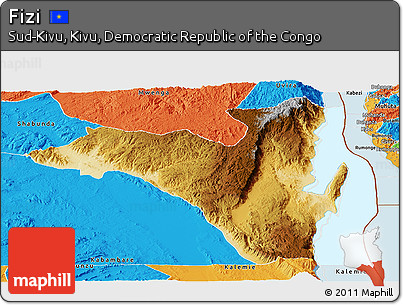 Physical Panoramic Map of Fizi, political outside