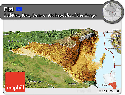 Physical Panoramic Map of Fizi, satellite outside