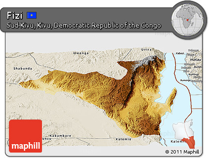 Physical Panoramic Map of Fizi, shaded relief outside