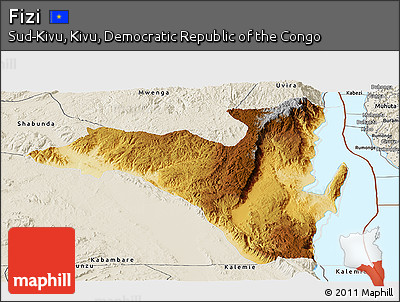 Physical Panoramic Map of Fizi, shaded relief outside