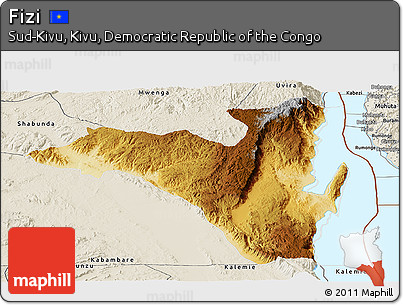 Physical Panoramic Map of Fizi, shaded relief outside