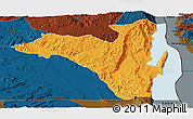 Political Panoramic Map of Fizi, darken