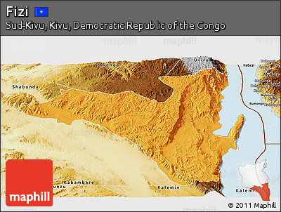 Political Panoramic Map of Fizi, physical outside