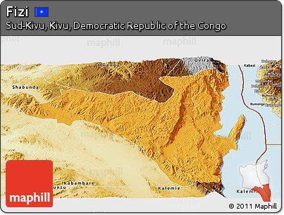 Political Panoramic Map of Fizi, physical outside