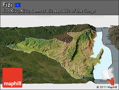 Satellite Panoramic Map of Fizi, darken