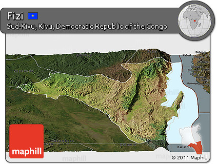 Satellite Panoramic Map of Fizi, darken
